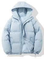 Women's Oversized Hooded Quilted Puffer Jacket with Zip Front