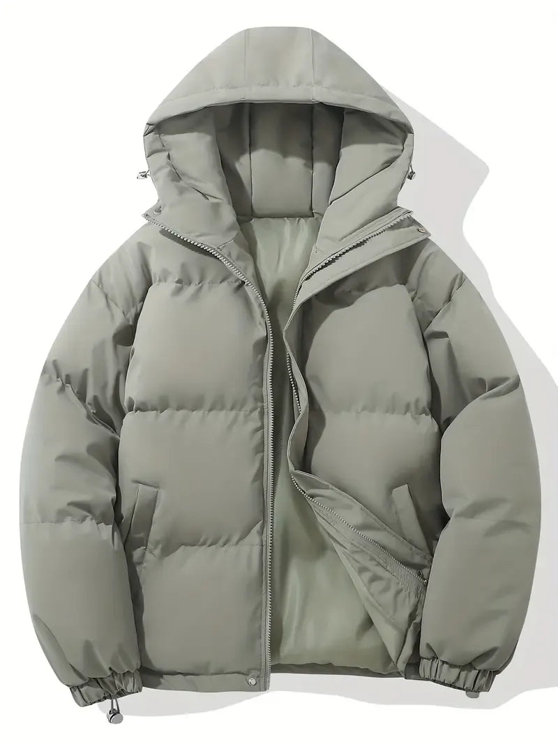 Women's Oversized Hooded Quilted Puffer Jacket with Zip Front