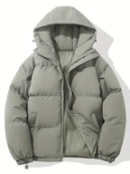 Women's Oversized Hooded Quilted Puffer Jacket with Zip Front