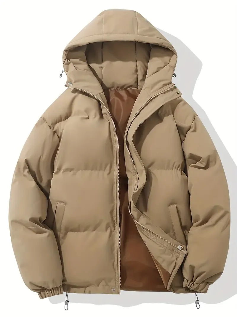 Women's Oversized Hooded Quilted Puffer Jacket with Zip Front