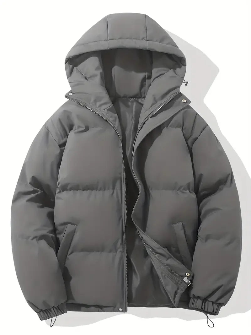Women's Oversized Hooded Quilted Puffer Jacket with Zip Front