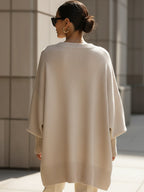 Women's Oversized Jumper with Round Neck and Ribbed Trims