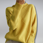 Women's Textured Turtleneck Knit Jumper with Ribbed Cuffs