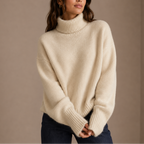 Women's Oversized Turtleneck Jumper with Ribbed Knit