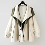 Women's Oversized Windbreaker Rain Jacket with Contrast Collar