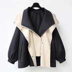 Women's Oversized Windbreaker Rain Jacket with Contrast Collar
