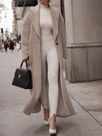 Women's Oversized Longline Coat with Lapel Collar