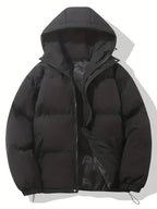 Women's Padded Hooded Puffer Jacket with Zip Front and Pockets