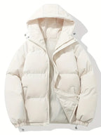Women's Padded Hooded Puffer Jacket with Zip Front and Pockets