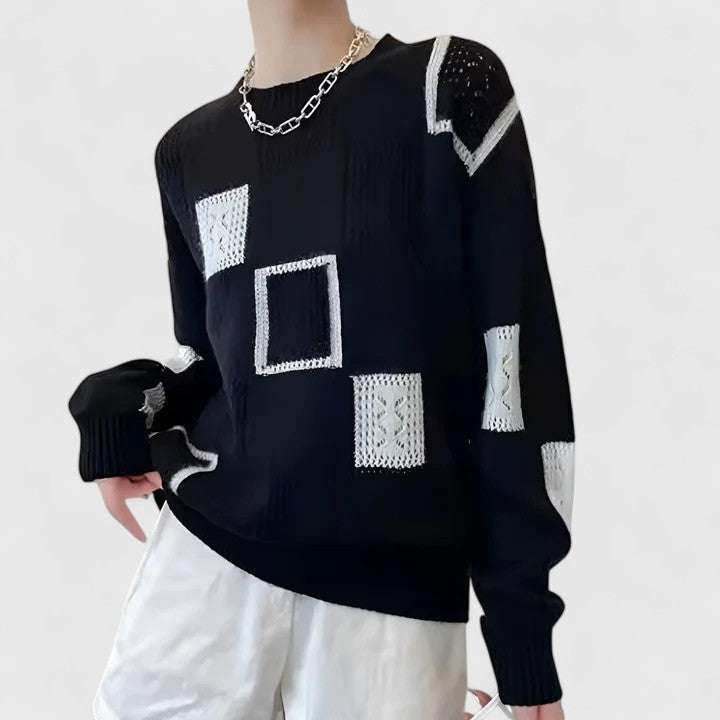 Women's Pointelle Knit Jumper with Round Neck