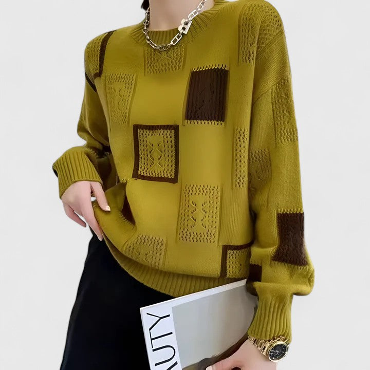Women's Pointelle Knit Jumper with Round Neck