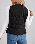 Women's Quilted Gilet with Fleece Lining and Button Front