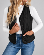Women's Quilted Gilet with Fleece Lining and Button Front