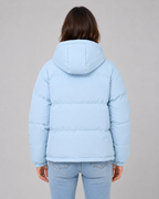 Women's Hooded Puffer Jacket with Drawstring Hem and Zip Front