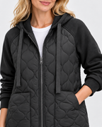 Women's Quilted Jacket with Fleece Hood and Zip Front