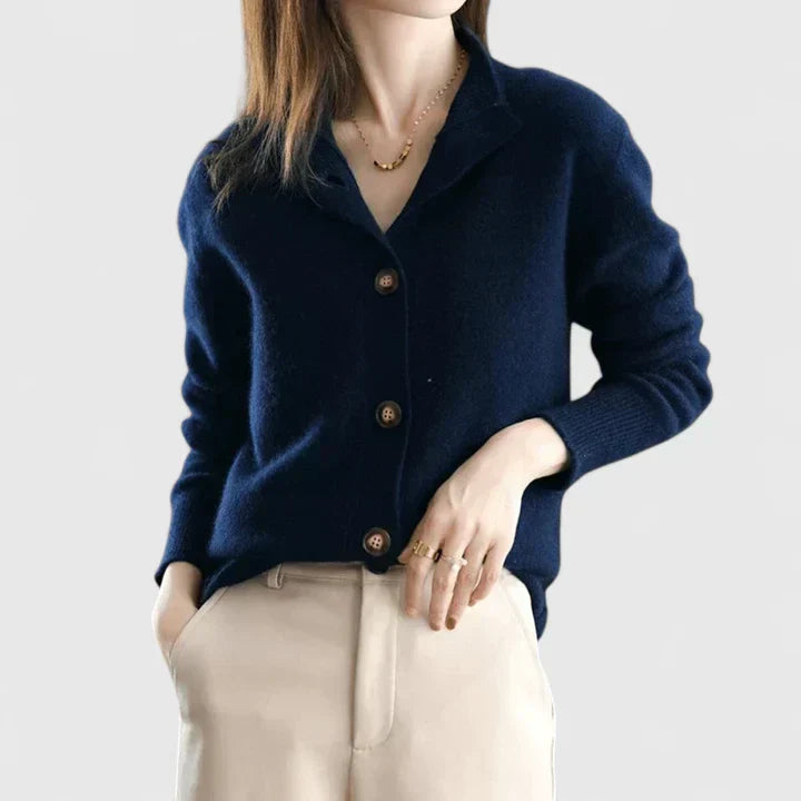 Women's Knit Cardigan with Button Front and Relaxed Fit