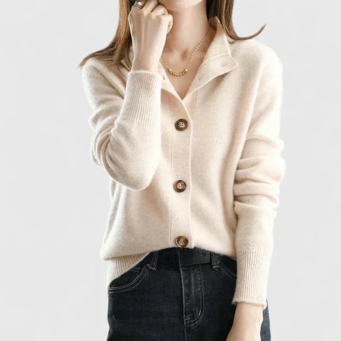 Women's Knit Cardigan with Button Front and Relaxed Fit