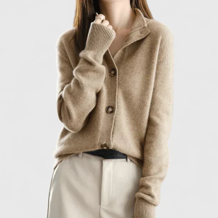 Women's Knit Cardigan with Button Front and Relaxed Fit
