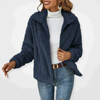 Women's Teddy Fleece Jacket with Zip Front and Collar