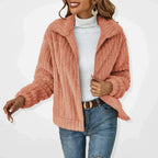 Women's Teddy Fleece Jacket with Zip Front and Collar