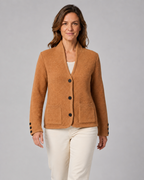 Women's Textured Button Front Collar Knit Cardigan with Pockets