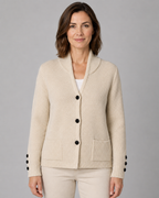 Women's Textured Collared Knit Cardigan with Button Front and Pockets