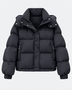 Women's Oversized Quilted Puffer Jacket with Hood and Cargo Pockets