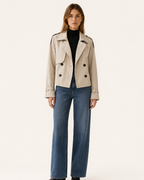 Women's Short Trench Coat | Double Breasted Lapel Jacket