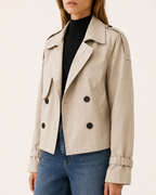 Women's Short Trench Coat | Double Breasted Lapel Jacket