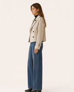 Women's Short Trench Coat | Double Breasted Lapel Jacket