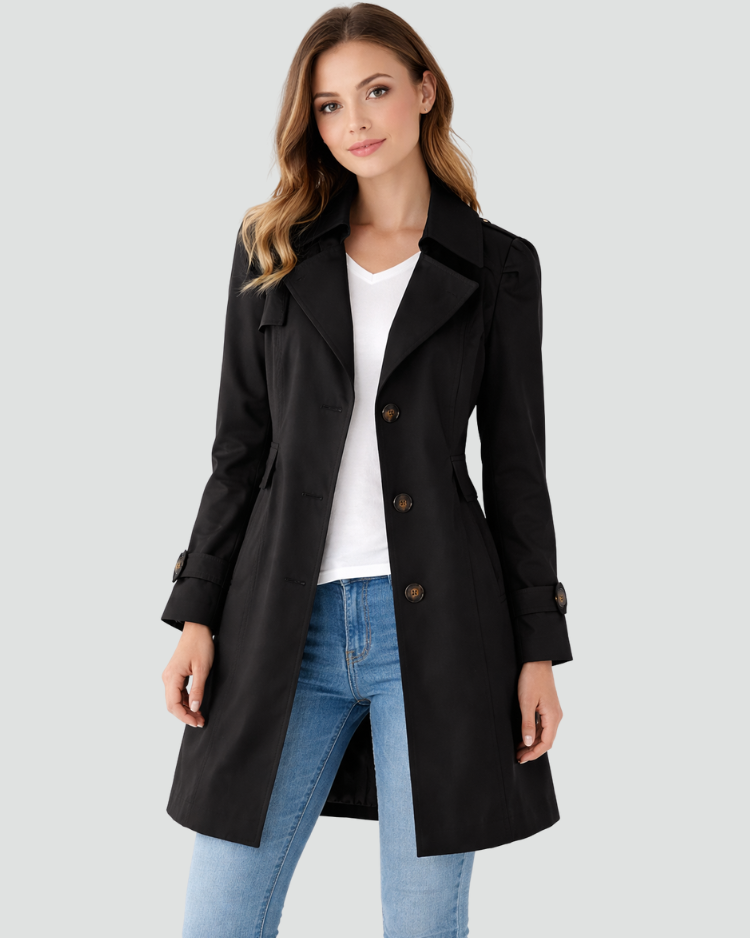 Women's Short Trench Coat - Black 1