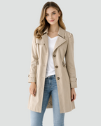 Women's Short Trench Coat - Khaki 1