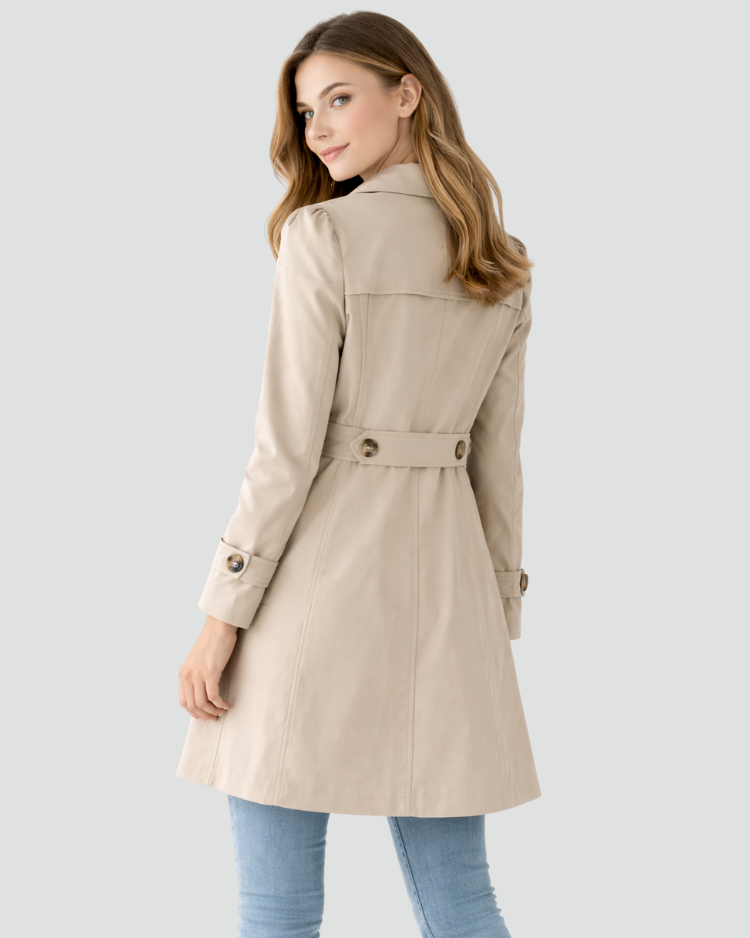 Women's Short Trench Coat - Khaki 2