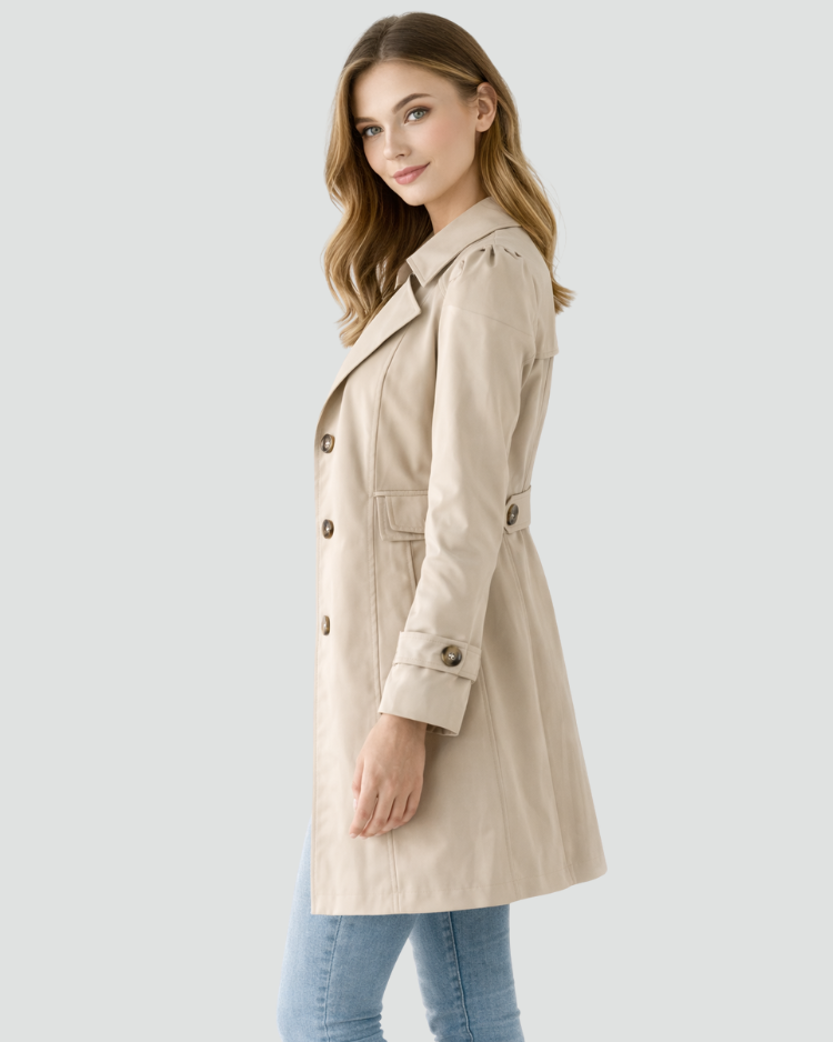 Women's Short Trench Coat - Khaki 3