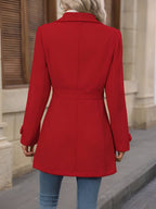 Women's Single Breasted Coat with Lapel Collar and Button Front