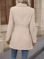 Women's Single Breasted Coat with Lapel Collar and Button Front