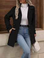 Women's Single Breasted Coat with Lapel Collar and Button Front