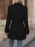 Women's Single Breasted Coat with Lapel Collar and Button Front
