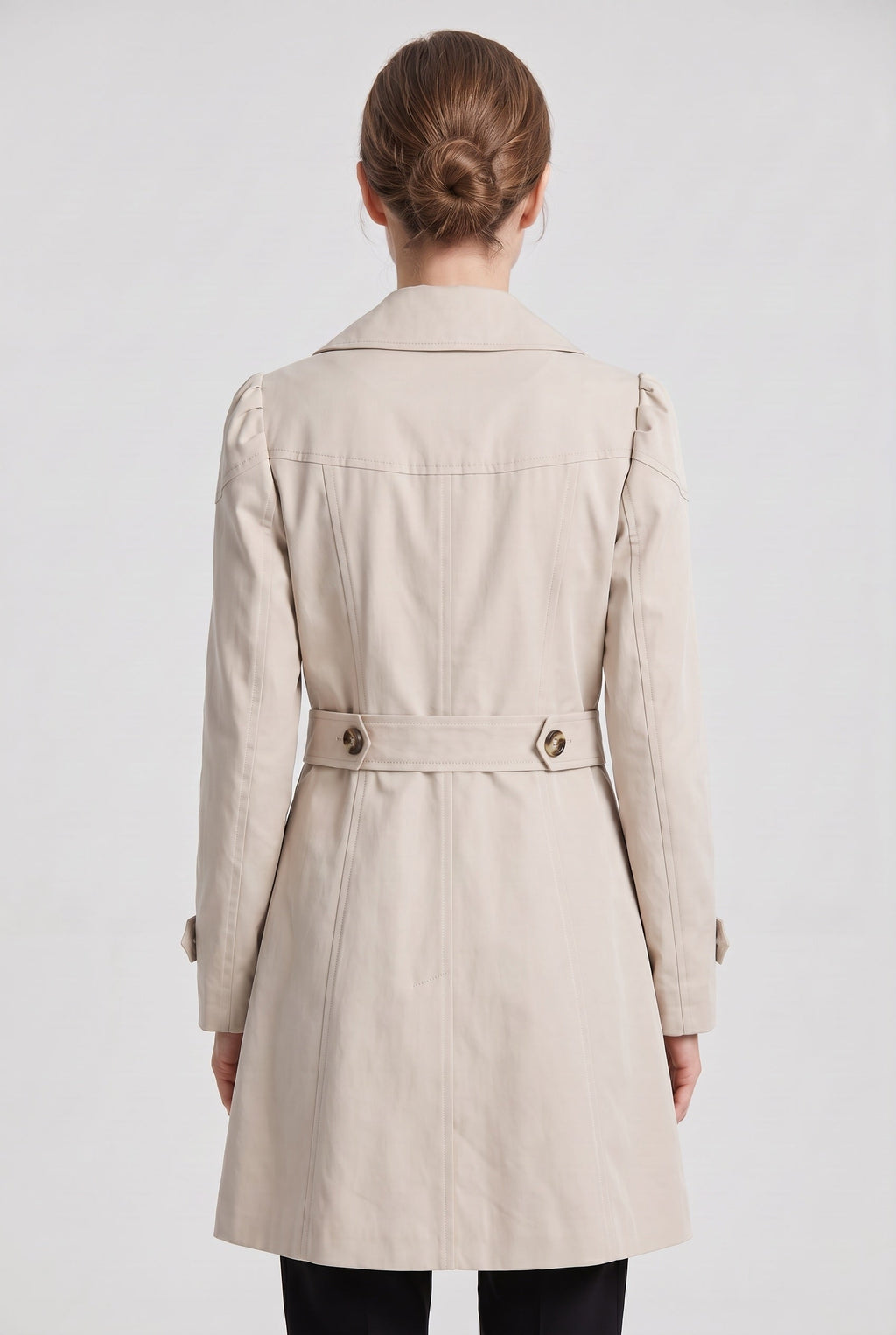 Women's Single Breasted Long Trench Coat with Lapel Collar