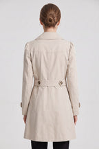 Women's Single Breasted Long Trench Coat with Lapel Collar