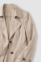 Women's Single Breasted Long Trench Coat with Lapel Collar