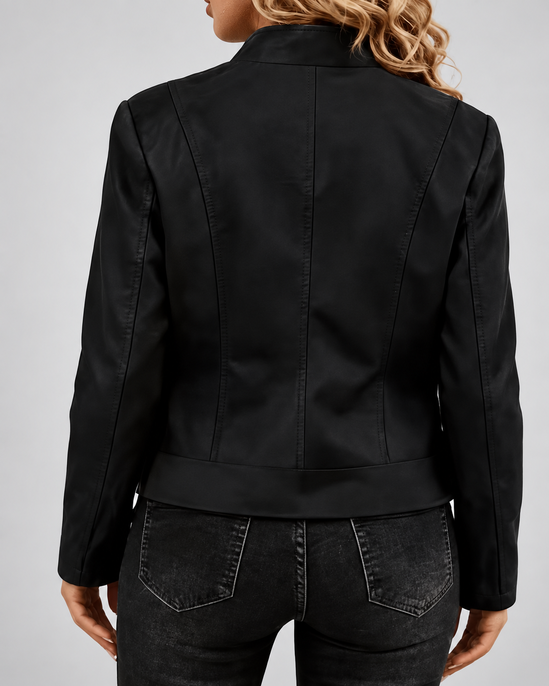 Women's Slim Fit Suede Style Biker Jacket with Zip Front