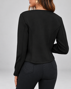 Women's Slim Fit Suede Style Jacket with Round Neck and Zip Front