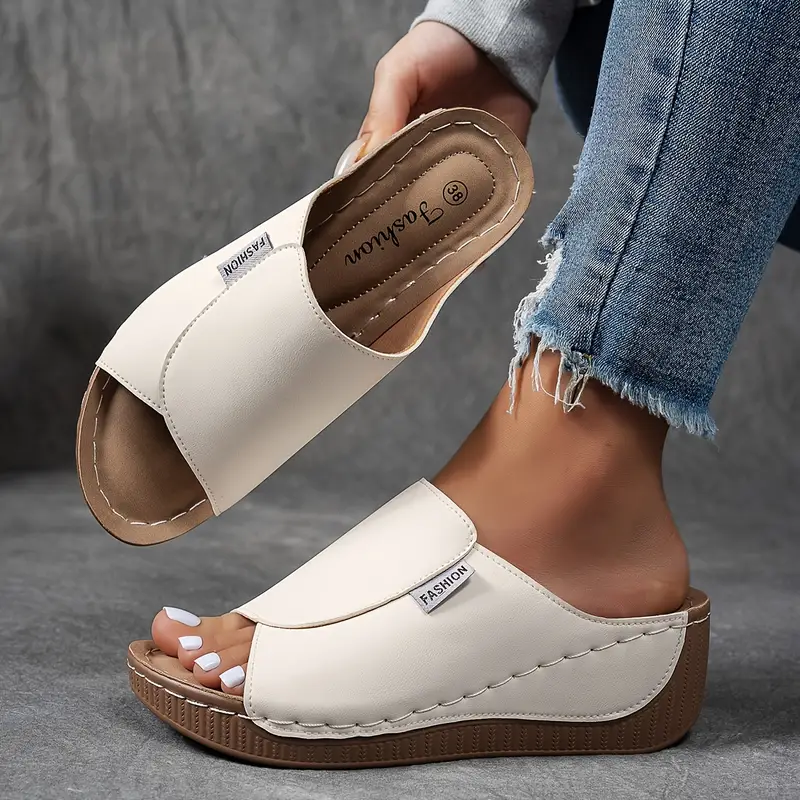 Women's Slip-On Open Toe Wedge Sandals