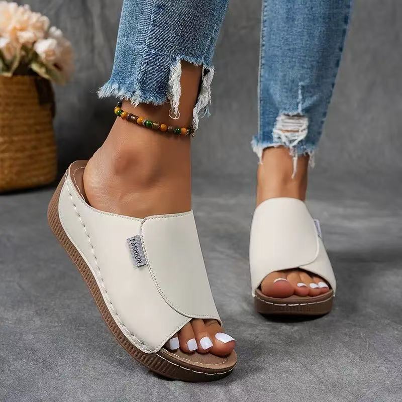 Women's Slip-On Open Toe Wedge Sandals