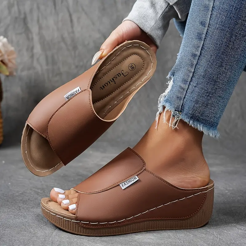 Women's Slip-On Open Toe Wedge Sandals