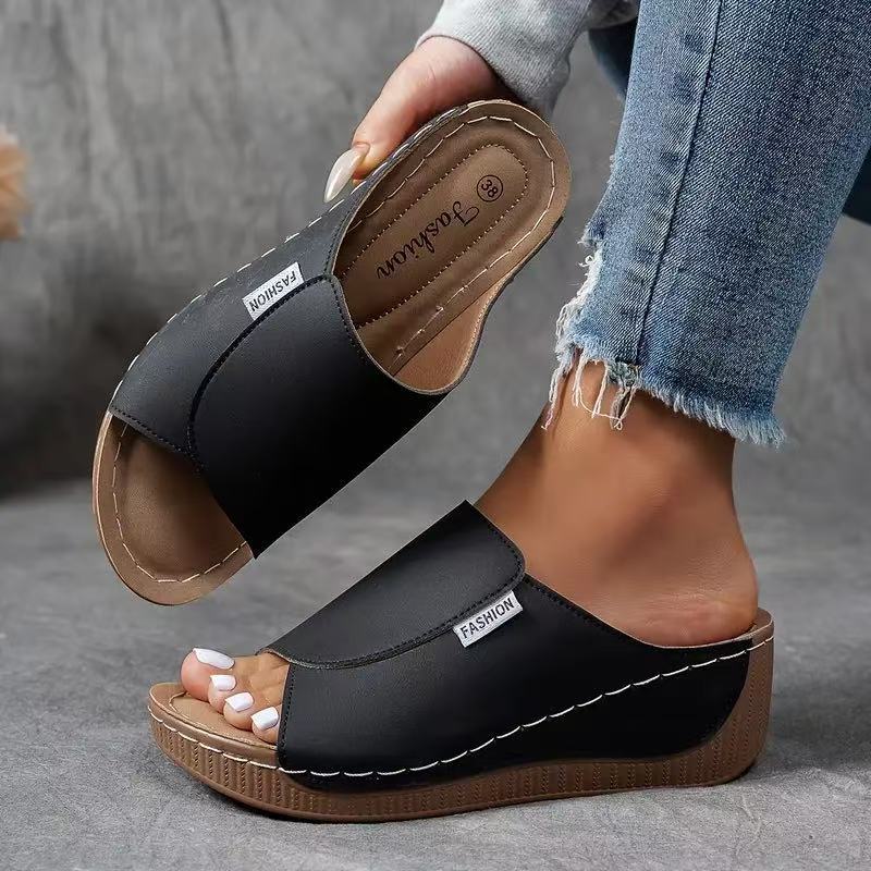 Women's Slip-On Open Toe Wedge Sandals
