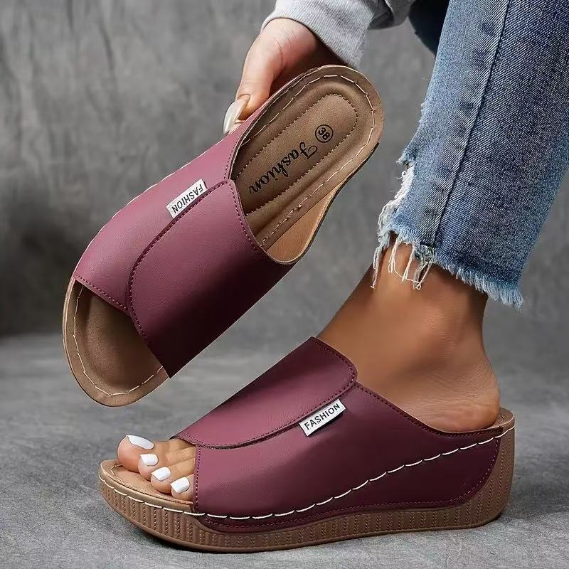 Women's Slip-On Open Toe Wedge Sandals