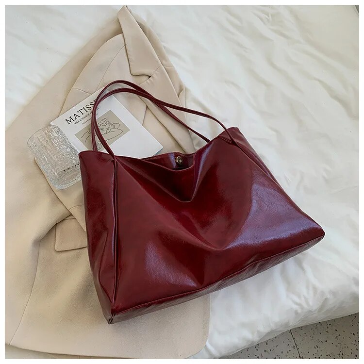 Women's Soft Faux Leather Shopper Tote Bag
