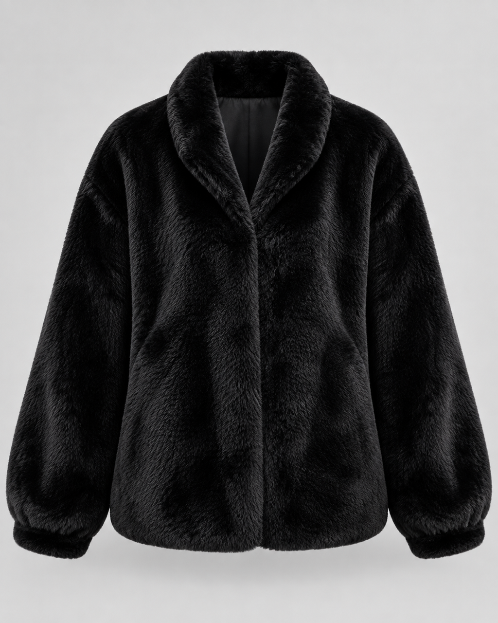 Women's Soft Teddy Fleece Jacket with Stand Collar and Zip Front